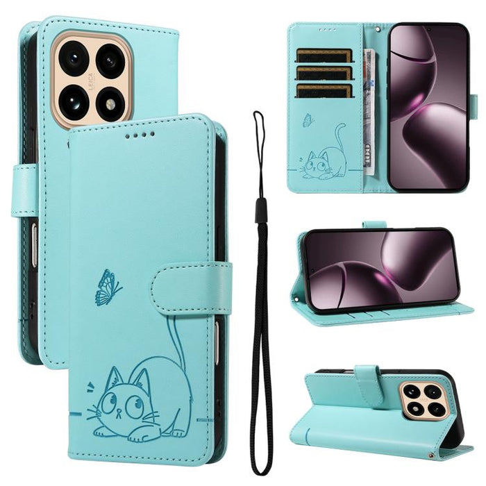 Adorable funda de cuero para teléfono con estampado de gato en relieve., For Xiaomi 17 Max 5G, For Xiaomi 17T Pro 5G Global, For Xiaomi 17T 5G Global, For Xiaomi 17 Pro Max, For Xiaomi 17, For Xiaomi Poco M7 4G 169mm, For Xiaomi Poco M7 4G 171mm       ...