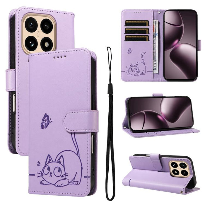 Adorable funda de cuero para teléfono con estampado de gato en relieve., For Xiaomi 17 Max 5G, For Xiaomi 17T Pro 5G Global, For Xiaomi 17T 5G Global, For Xiaomi 17 Pro Max, For Xiaomi 17, For Xiaomi Poco M7 4G 169mm, For Xiaomi Poco M7 4G 171mm       ...
