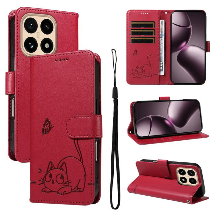 Adorable funda de cuero para teléfono con estampado de gato en relieve., For Xiaomi 17 Max 5G, For Xiaomi 17T Pro 5G Global, For Xiaomi 17T 5G Global, For Xiaomi 17 Pro Max, For Xiaomi 17, For Xiaomi Poco M7 4G 169mm, For Xiaomi Poco M7 4G 171mm       ...