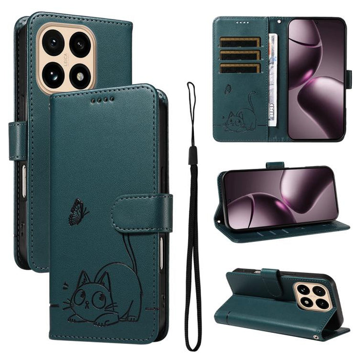 Adorable funda de cuero para teléfono con estampado de gato en relieve., For Xiaomi 17 Max 5G, For Xiaomi 17T Pro 5G Global, For Xiaomi 17T 5G Global, For Xiaomi 17 Pro Max, For Xiaomi 17, For Xiaomi Poco M7 4G 169mm, For Xiaomi Poco M7 4G 171mm       ...