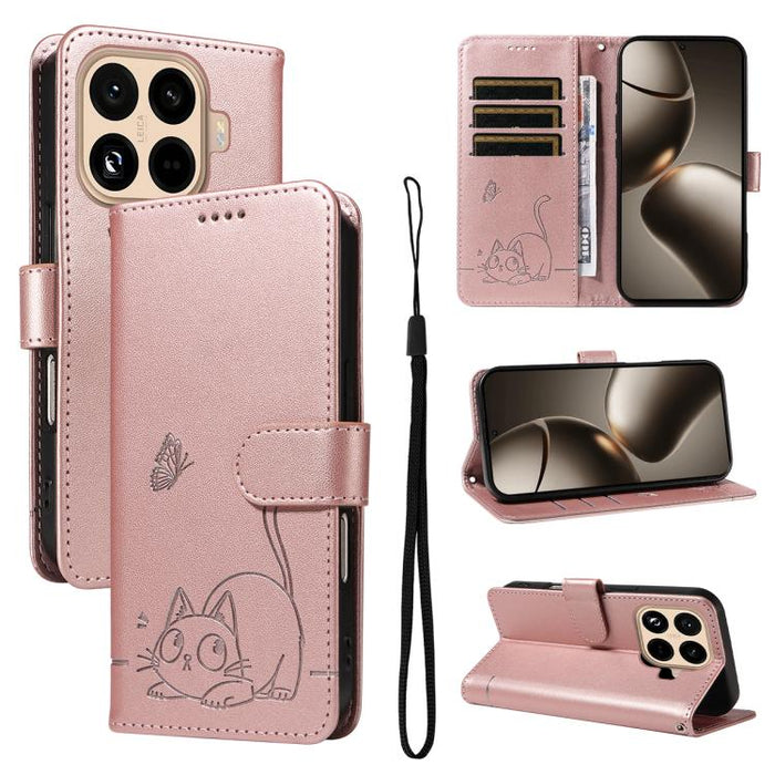 Adorable funda de cuero para teléfono con estampado de gato en relieve., For Xiaomi 17 Max 5G, For Xiaomi 17T Pro 5G Global, For Xiaomi 17T 5G Global, For Xiaomi 17 Pro Max, For Xiaomi 17, For Xiaomi Poco M7 4G 169mm, For Xiaomi Poco M7 4G 171mm       ...
