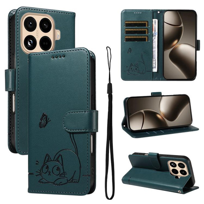Adorable funda de cuero para teléfono con estampado de gato en relieve., For Xiaomi 17 Max 5G, For Xiaomi 17T Pro 5G Global, For Xiaomi 17T 5G Global, For Xiaomi 17 Pro Max, For Xiaomi 17, For Xiaomi Poco M7 4G 169mm, For Xiaomi Poco M7 4G 171mm       ...