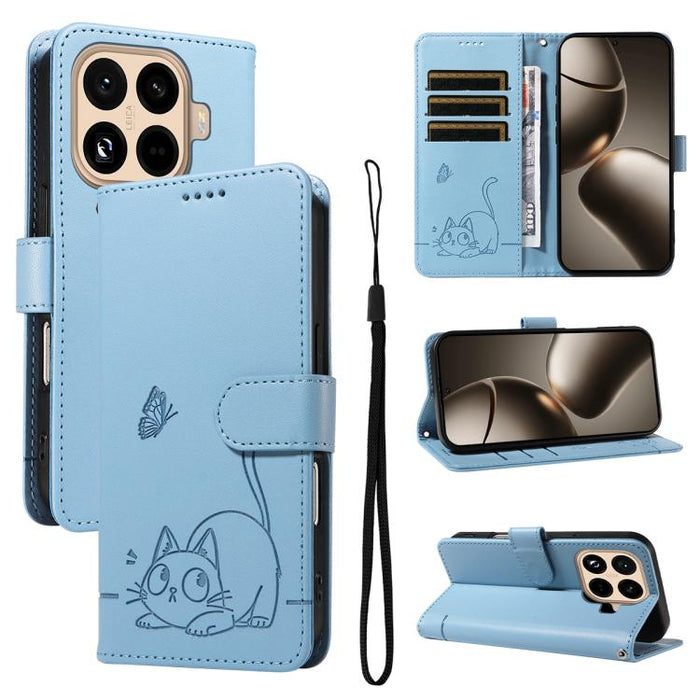 Adorable funda de cuero para teléfono con estampado de gato en relieve., For Xiaomi 17 Max 5G, For Xiaomi 17T Pro 5G Global, For Xiaomi 17T 5G Global, For Xiaomi 17 Pro Max, For Xiaomi 17, For Xiaomi Poco M7 4G 169mm, For Xiaomi Poco M7 4G 171mm       ...
