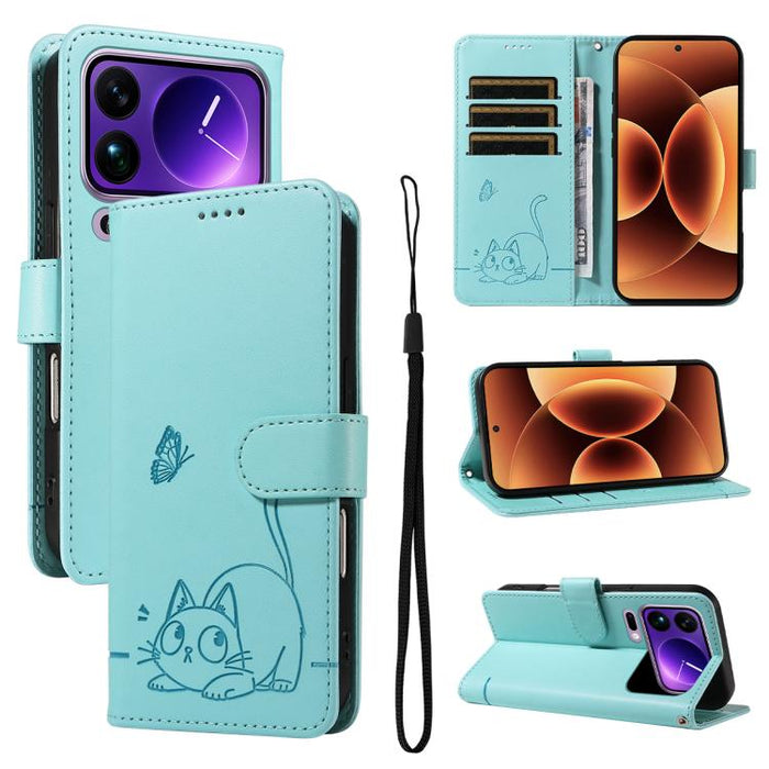 Adorable funda de cuero para teléfono con estampado de gato en relieve., For Xiaomi 17 Max 5G, For Xiaomi 17T Pro 5G Global, For Xiaomi 17T 5G Global, For Xiaomi 17 Pro Max, For Xiaomi 17, For Xiaomi Poco M7 4G 169mm, For Xiaomi Poco M7 4G 171mm       ...