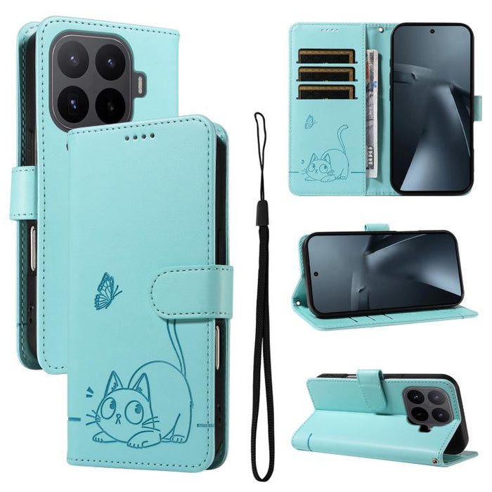 Adorable funda de cuero para teléfono con estampado de gato en relieve., For Xiaomi 17 Max 5G, For Xiaomi 17T Pro 5G Global, For Xiaomi 17T 5G Global, For Xiaomi 17 Pro Max, For Xiaomi 17, For Xiaomi Poco M7 4G 169mm, For Xiaomi Poco M7 4G 171mm       ...