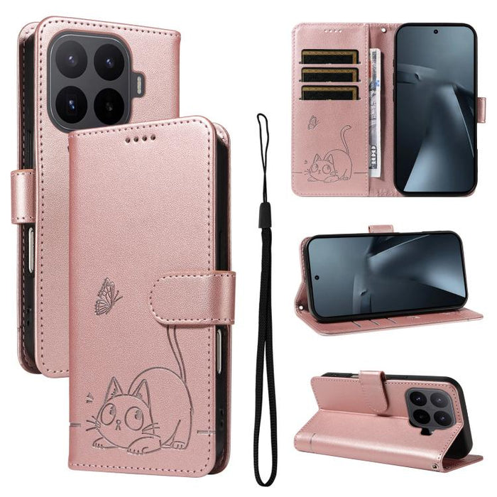 Adorable funda de cuero para teléfono con estampado de gato en relieve., For Xiaomi 17 Max 5G, For Xiaomi 17T Pro 5G Global, For Xiaomi 17T 5G Global, For Xiaomi 17 Pro Max, For Xiaomi 17, For Xiaomi Poco M7 4G 169mm, For Xiaomi Poco M7 4G 171mm       ...