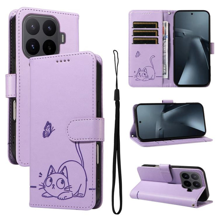 Adorable funda de cuero para teléfono con estampado de gato en relieve., For Xiaomi 17 Max 5G, For Xiaomi 17T Pro 5G Global, For Xiaomi 17T 5G Global, For Xiaomi 17 Pro Max, For Xiaomi 17, For Xiaomi Poco M7 4G 169mm, For Xiaomi Poco M7 4G 171mm       ...