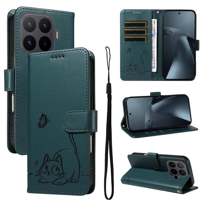Adorable funda de cuero para teléfono con estampado de gato en relieve., For Xiaomi 17 Max 5G, For Xiaomi 17T Pro 5G Global, For Xiaomi 17T 5G Global, For Xiaomi 17 Pro Max, For Xiaomi 17, For Xiaomi Poco M7 4G 169mm, For Xiaomi Poco M7 4G 171mm       ...