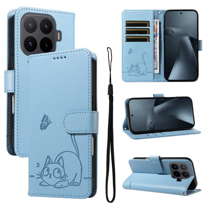 Adorable funda de cuero para teléfono con estampado de gato en relieve., For Xiaomi 17 Max 5G, For Xiaomi 17T Pro 5G Global, For Xiaomi 17T 5G Global, For Xiaomi 17 Pro Max, For Xiaomi 17, For Xiaomi Poco M7 4G 169mm, For Xiaomi Poco M7 4G 171mm       ...