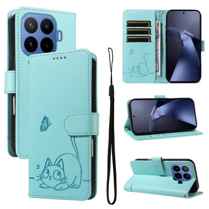 Adorable funda de cuero para teléfono con estampado de gato en relieve., For Xiaomi 17 Max 5G, For Xiaomi 17T Pro 5G Global, For Xiaomi 17T 5G Global, For Xiaomi 17 Pro Max, For Xiaomi 17, For Xiaomi Poco M7 4G 169mm, For Xiaomi Poco M7 4G 171mm       ...