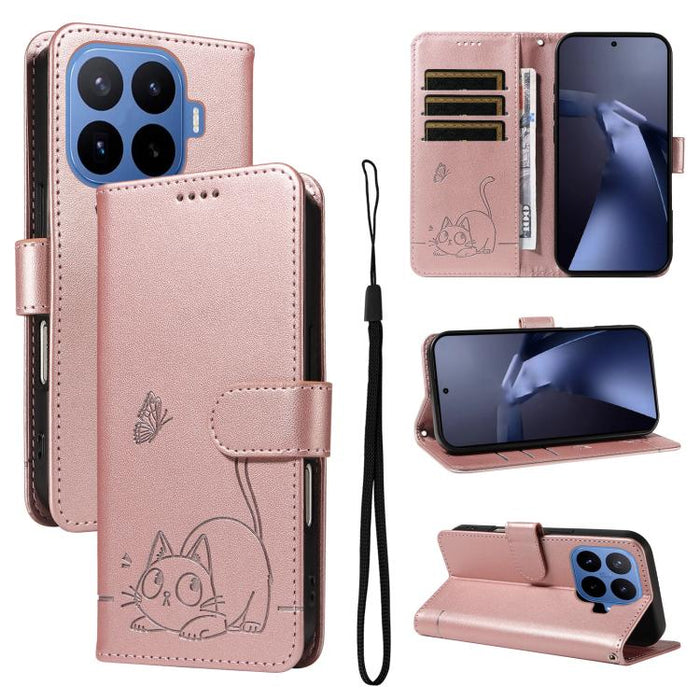 Adorable funda de cuero para teléfono con estampado de gato en relieve., For Xiaomi 17 Max 5G, For Xiaomi 17T Pro 5G Global, For Xiaomi 17T 5G Global, For Xiaomi 17 Pro Max, For Xiaomi 17, For Xiaomi Poco M7 4G 169mm, For Xiaomi Poco M7 4G 171mm       ...