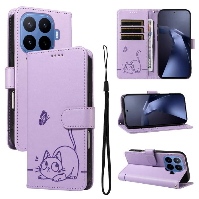 Adorable funda de cuero para teléfono con estampado de gato en relieve., For Xiaomi 17 Max 5G, For Xiaomi 17T Pro 5G Global, For Xiaomi 17T 5G Global, For Xiaomi 17 Pro Max, For Xiaomi 17, For Xiaomi Poco M7 4G 169mm, For Xiaomi Poco M7 4G 171mm       ...