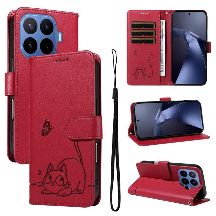 Adorable funda de cuero para teléfono con estampado de gato en relieve., For Xiaomi 17 Max 5G, For Xiaomi 17T Pro 5G Global, For Xiaomi 17T 5G Global, For Xiaomi 17 Pro Max, For Xiaomi 17, For Xiaomi Poco M7 4G 169mm, For Xiaomi Poco M7 4G 171mm       ...