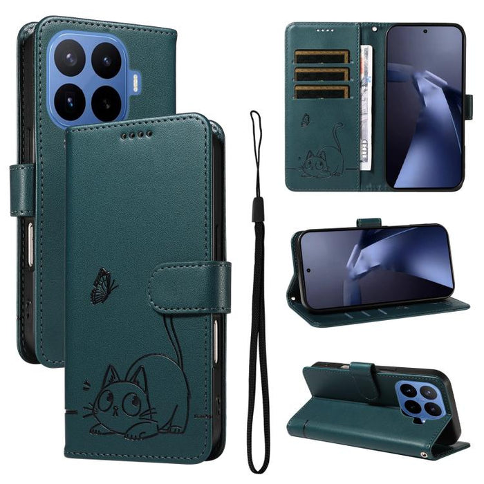 Adorable funda de cuero para teléfono con estampado de gato en relieve., For Xiaomi 17 Max 5G, For Xiaomi 17T Pro 5G Global, For Xiaomi 17T 5G Global, For Xiaomi 17 Pro Max, For Xiaomi 17, For Xiaomi Poco M7 4G 169mm, For Xiaomi Poco M7 4G 171mm       ...