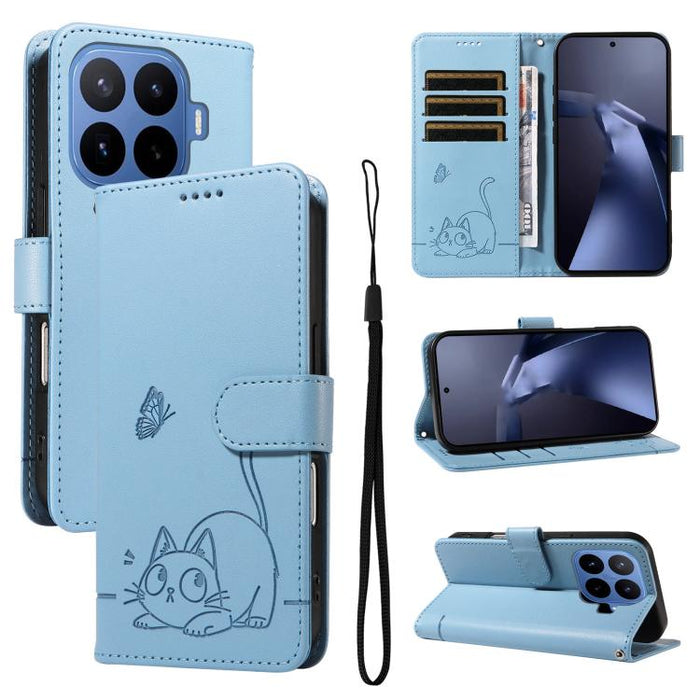 Adorable funda de cuero para teléfono con estampado de gato en relieve., For Xiaomi 17 Max 5G, For Xiaomi 17T Pro 5G Global, For Xiaomi 17T 5G Global, For Xiaomi 17 Pro Max, For Xiaomi 17, For Xiaomi Poco M7 4G 169mm, For Xiaomi Poco M7 4G 171mm       ...