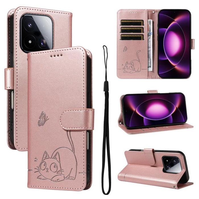 Adorable funda de cuero para teléfono con estampado de gato en relieve., For Xiaomi 17 Max 5G, For Xiaomi 17T Pro 5G Global, For Xiaomi 17T 5G Global, For Xiaomi 17 Pro Max, For Xiaomi 17, For Xiaomi Poco M7 4G 169mm, For Xiaomi Poco M7 4G 171mm       ...
