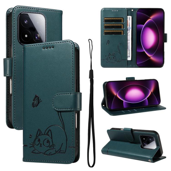 Adorable funda de cuero para teléfono con estampado de gato en relieve., For Xiaomi 17 Max 5G, For Xiaomi 17T Pro 5G Global, For Xiaomi 17T 5G Global, For Xiaomi 17 Pro Max, For Xiaomi 17, For Xiaomi Poco M7 4G 169mm, For Xiaomi Poco M7 4G 171mm       ...