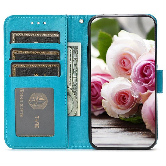 Funda de teléfono de piel con relieve de mariposa rosa, For iPhone 17e / 16e, For iPhone 17 Pro Max, For iPhone 17 Pro, For iPhone 17, For iPhone Air