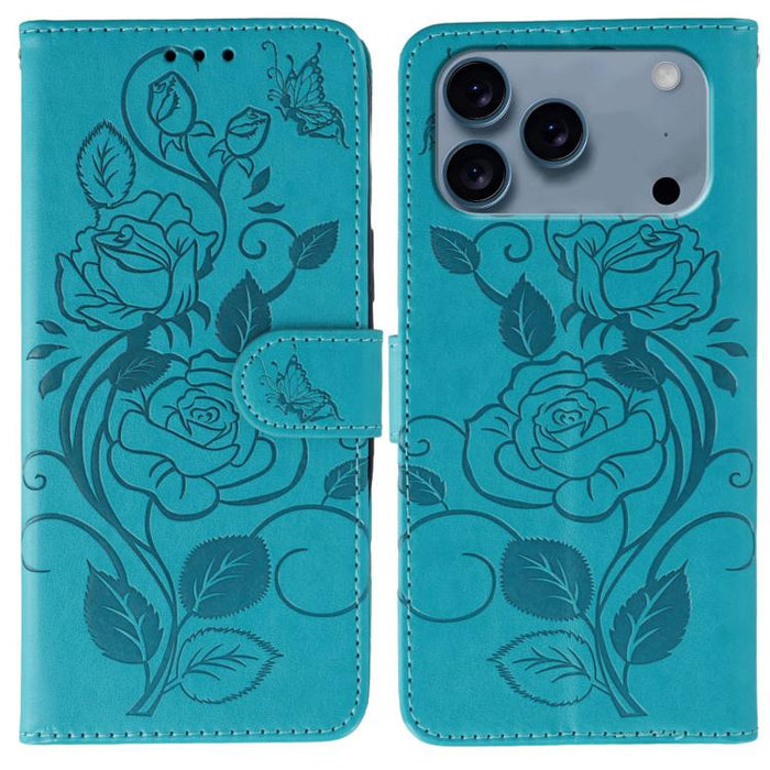 Funda de teléfono de piel con relieve de mariposa rosa, For iPhone 17e / 16e, For iPhone 17 Pro Max, For iPhone 17 Pro, For iPhone 17, For iPhone Air