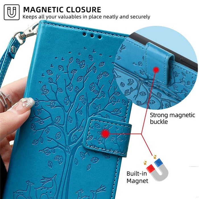 Funda de teléfono de cuero con relieve de árbol y ciervo, For Xiaomi 17 Ultra, For Xiaomi 17 Pro Max, For Xiaomi 17 Pro, For Xiaomi 17, For Xiaomi 15 Ultra
