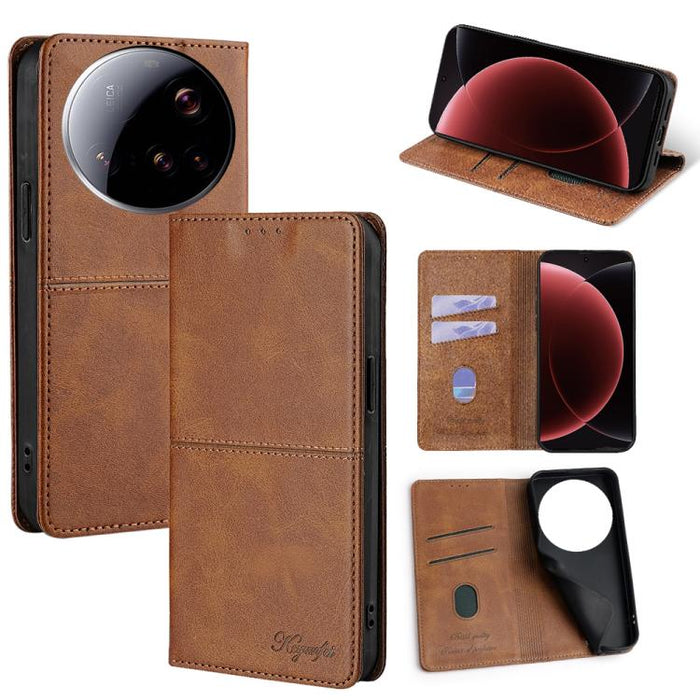 Funda magnética para teléfono de cuero con textura de vaca, For Xiaomi 17 Pro Max, For Xiaomi 17 Pro, For Xiaomi 17, For Xiaomi Civi 5 Pro 5G, For Xiaomi 15 Ultra