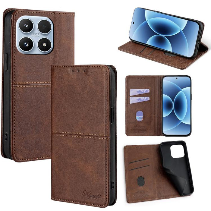 Funda magnética para teléfono de cuero con textura de vaca, For Xiaomi 17 Pro Max, For Xiaomi 17 Pro, For Xiaomi 17, For Xiaomi Civi 5 Pro 5G, For Xiaomi 15 Ultra