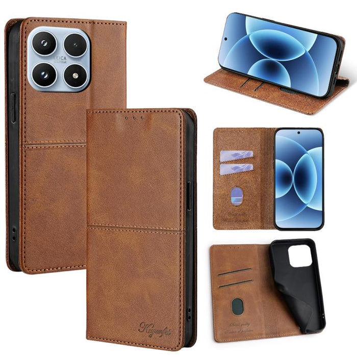 Funda magnética para teléfono de cuero con textura de vaca, For Xiaomi 17 Pro Max, For Xiaomi 17 Pro, For Xiaomi 17, For Xiaomi Civi 5 Pro 5G, For Xiaomi 15 Ultra