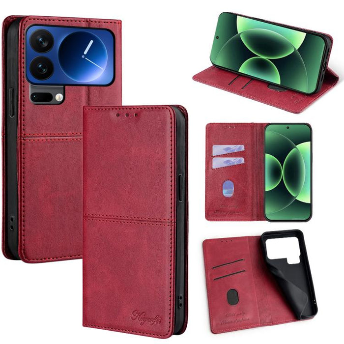 Funda magnética para teléfono de cuero con textura de vaca, For Xiaomi 17 Pro Max, For Xiaomi 17 Pro, For Xiaomi 17, For Xiaomi Civi 5 Pro 5G, For Xiaomi 15 Ultra