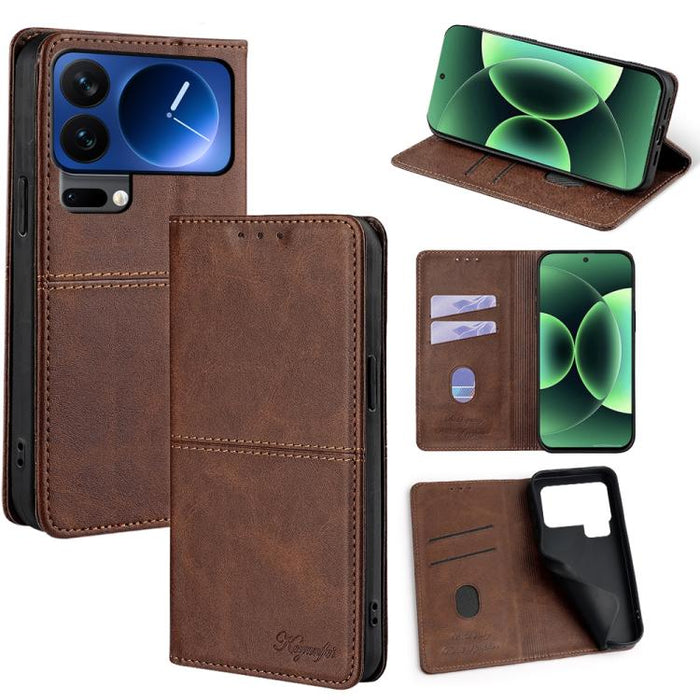 Funda magnética para teléfono de cuero con textura de vaca, For Xiaomi 17 Pro Max, For Xiaomi 17 Pro, For Xiaomi 17, For Xiaomi Civi 5 Pro 5G, For Xiaomi 15 Ultra