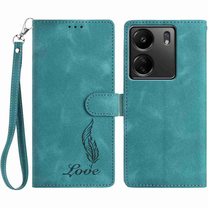 Funda para teléfono de piel sintética con relieve de plumas y tacto suave, For Redmi K90, For Redmi K90 Pro Max, For Redmi 15C 5G / 4G EU 173mm, For Redmi 15 5G / 4G EU 171mm, For Redmi 15C 5G / 4G Global 171mm, For Redmi A5 4G 173.3mm                 ...