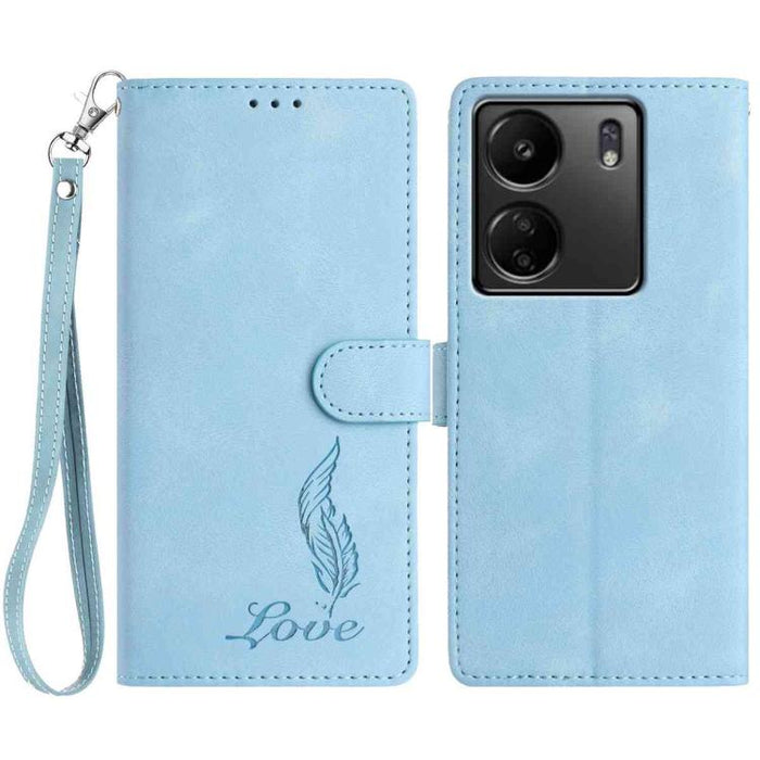 Funda para teléfono de piel sintética con relieve de plumas y tacto suave, For Redmi K90, For Redmi K90 Pro Max, For Redmi 15C 5G / 4G EU 173mm, For Redmi 15 5G / 4G EU 171mm, For Redmi 15C 5G / 4G Global 171mm, For Redmi A5 4G 173.3mm                 ...