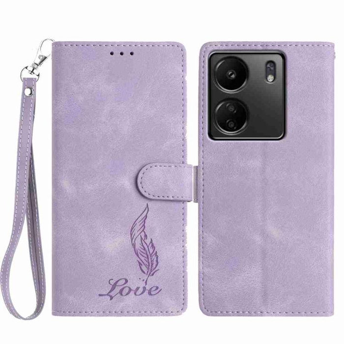 Funda para teléfono de piel sintética con relieve de plumas y tacto suave, For Redmi K90, For Redmi K90 Pro Max, For Redmi 15C 5G / 4G EU 173mm, For Redmi 15 5G / 4G EU 171mm, For Redmi 15C 5G / 4G Global 171mm, For Redmi A5 4G 173.3mm                 ...