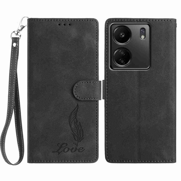 Funda para teléfono de piel sintética con relieve de plumas y tacto suave, For Redmi K90, For Redmi K90 Pro Max, For Redmi 15C 5G / 4G EU 173mm, For Redmi 15 5G / 4G EU 171mm, For Redmi 15C 5G / 4G Global 171mm, For Redmi A5 4G 173.3mm                 ...
