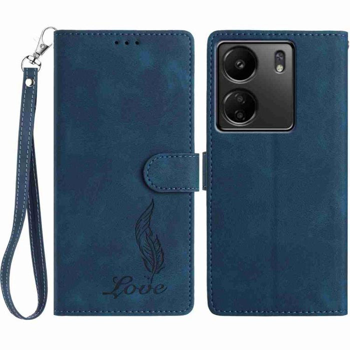 Funda para teléfono de piel sintética con relieve de plumas y tacto suave, For Redmi K90, For Redmi K90 Pro Max, For Redmi 15C 5G / 4G EU 173mm, For Redmi 15 5G / 4G EU 171mm, For Redmi 15C 5G / 4G Global 171mm, For Redmi A5 4G 173.3mm                 ...