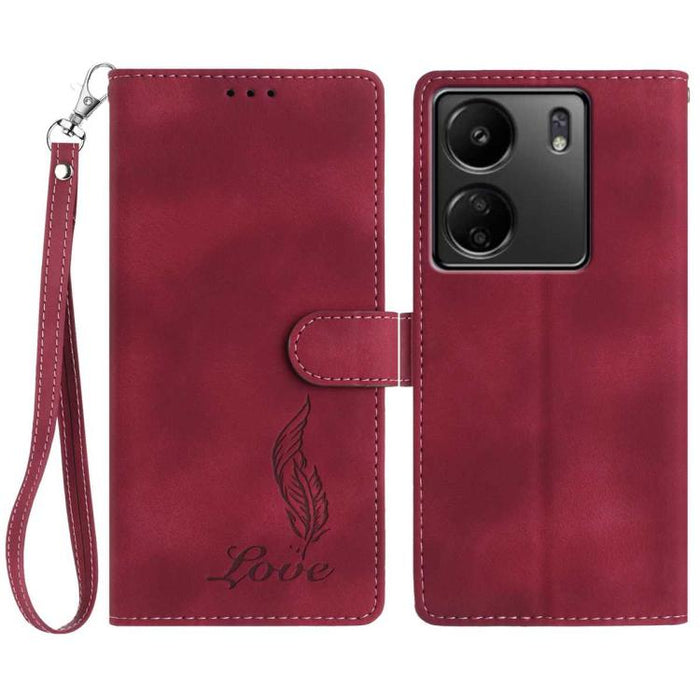 Funda para teléfono de piel sintética con relieve de plumas y tacto suave, For Redmi K90, For Redmi K90 Pro Max, For Redmi 15C 5G / 4G EU 173mm, For Redmi 15 5G / 4G EU 171mm, For Redmi 15C 5G / 4G Global 171mm, For Redmi A5 4G 173.3mm                 ...