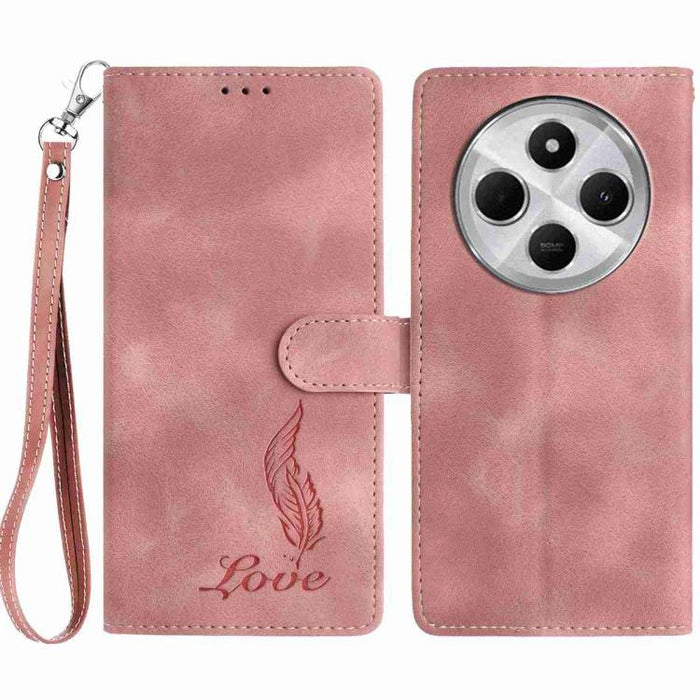 Funda para teléfono de piel sintética con relieve de plumas y tacto suave, For Redmi K90, For Redmi K90 Pro Max, For Redmi 15C 5G / 4G EU 173mm, For Redmi 15 5G / 4G EU 171mm, For Redmi 15C 5G / 4G Global 171mm, For Redmi A5 4G 173.3mm                 ...