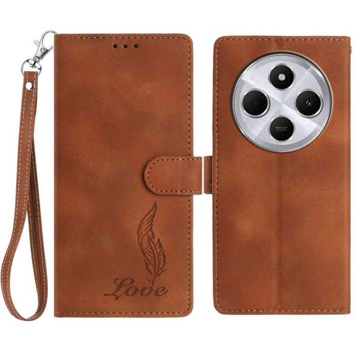 Funda para teléfono de piel sintética con relieve de plumas y tacto suave, For Redmi K90, For Redmi K90 Pro Max, For Redmi 15C 5G / 4G EU 173mm, For Redmi 15 5G / 4G EU 171mm, For Redmi 15C 5G / 4G Global 171mm, For Redmi A5 4G 173.3mm                 ...