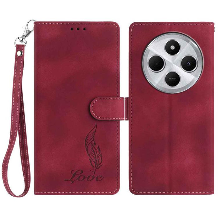 Funda para teléfono de piel sintética con relieve de plumas y tacto suave, For Redmi K90, For Redmi K90 Pro Max, For Redmi 15C 5G / 4G EU 173mm, For Redmi 15 5G / 4G EU 171mm, For Redmi 15C 5G / 4G Global 171mm, For Redmi A5 4G 173.3mm                 ...