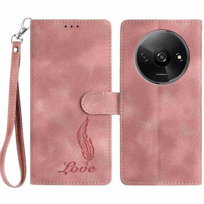 Funda para teléfono de piel sintética con relieve de plumas y tacto suave, For Redmi K90, For Redmi K90 Pro Max, For Redmi 15C 5G / 4G EU 173mm, For Redmi 15 5G / 4G EU 171mm, For Redmi 15C 5G / 4G Global 171mm, For Redmi A5 4G 173.3mm                 ...