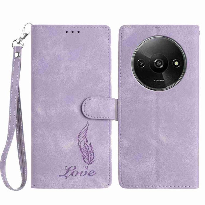 Funda para teléfono de piel sintética con relieve de plumas y tacto suave, For Redmi K90, For Redmi K90 Pro Max, For Redmi 15C 5G / 4G EU 173mm, For Redmi 15 5G / 4G EU 171mm, For Redmi 15C 5G / 4G Global 171mm, For Redmi A5 4G 173.3mm                 ...