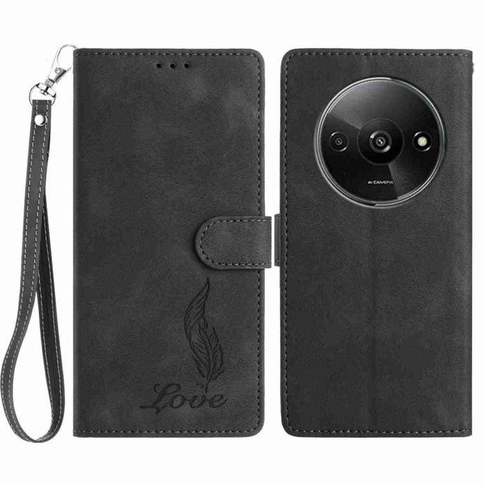 Funda para teléfono de piel sintética con relieve de plumas y tacto suave, For Redmi K90, For Redmi K90 Pro Max, For Redmi 15C 5G / 4G EU 173mm, For Redmi 15 5G / 4G EU 171mm, For Redmi 15C 5G / 4G Global 171mm, For Redmi A5 4G 173.3mm                 ...