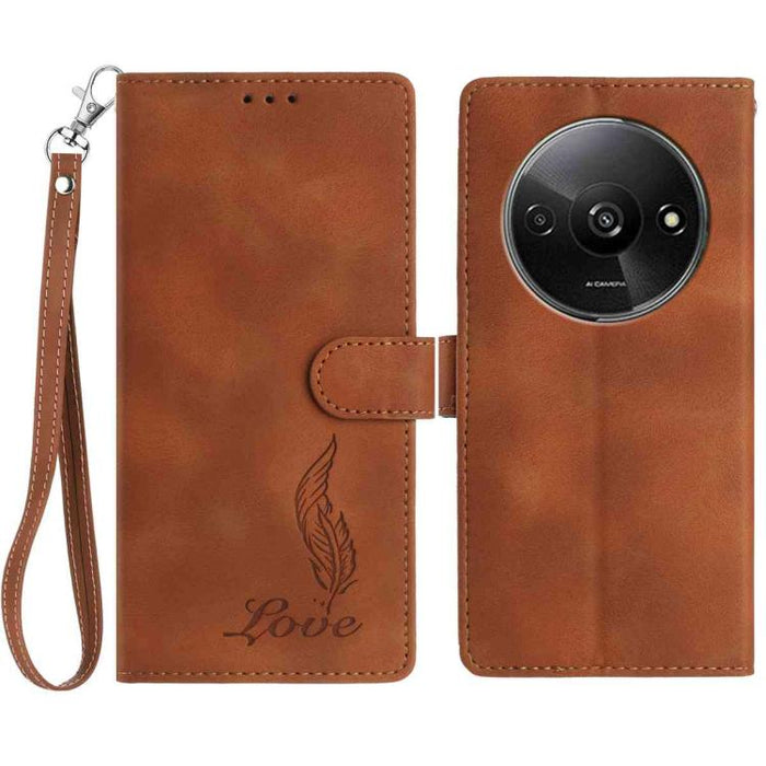 Funda para teléfono de piel sintética con relieve de plumas y tacto suave, For Redmi K90, For Redmi K90 Pro Max, For Redmi 15C 5G / 4G EU 173mm, For Redmi 15 5G / 4G EU 171mm, For Redmi 15C 5G / 4G Global 171mm, For Redmi A5 4G 173.3mm                 ...
