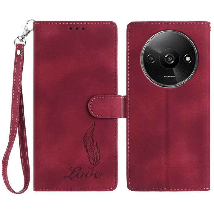 Funda para teléfono de piel sintética con relieve de plumas y tacto suave, For Redmi K90, For Redmi K90 Pro Max, For Redmi 15C 5G / 4G EU 173mm, For Redmi 15 5G / 4G EU 171mm, For Redmi 15C 5G / 4G Global 171mm, For Redmi A5 4G 173.3mm                 ...