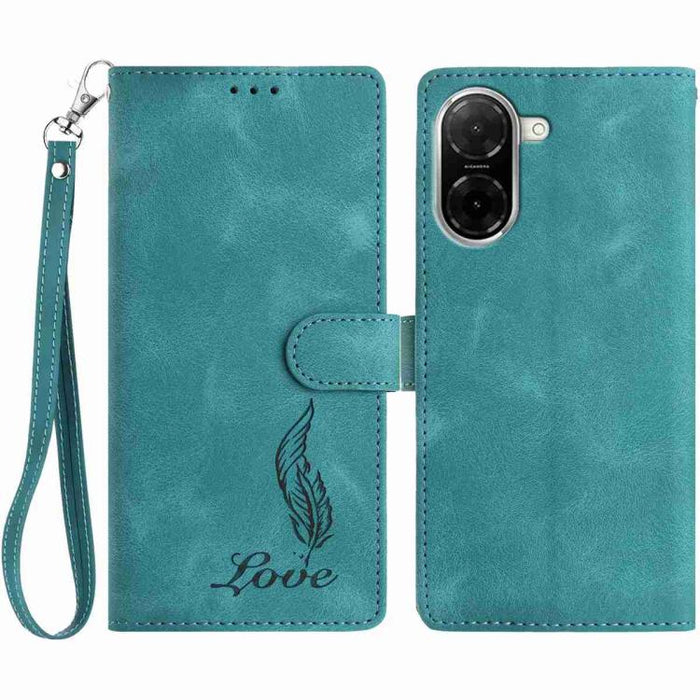 Funda para teléfono de piel sintética con relieve de plumas y tacto suave, For Redmi K90, For Redmi K90 Pro Max, For Redmi 15C 5G / 4G EU 173mm, For Redmi 15 5G / 4G EU 171mm, For Redmi 15C 5G / 4G Global 171mm, For Redmi A5 4G 173.3mm                 ...
