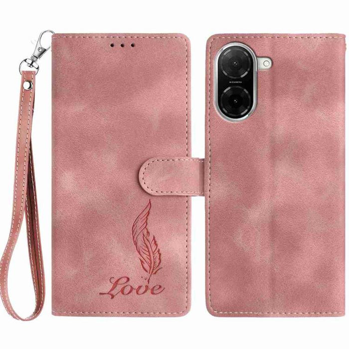 Funda para teléfono de piel sintética con relieve de plumas y tacto suave, For Redmi K90, For Redmi K90 Pro Max, For Redmi 15C 5G / 4G EU 173mm, For Redmi 15 5G / 4G EU 171mm, For Redmi 15C 5G / 4G Global 171mm, For Redmi A5 4G 173.3mm                 ...