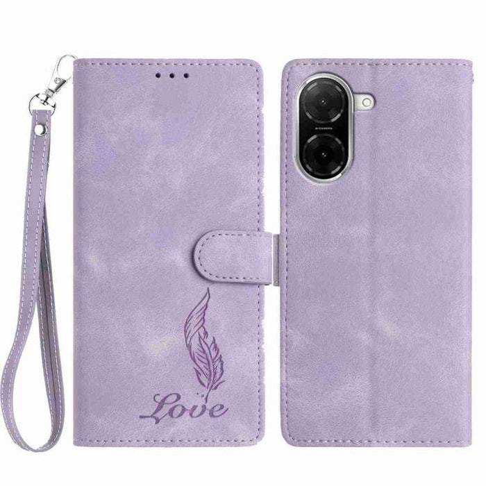 Funda para teléfono de piel sintética con relieve de plumas y tacto suave, For Redmi K90, For Redmi K90 Pro Max, For Redmi 15C 5G / 4G EU 173mm, For Redmi 15 5G / 4G EU 171mm, For Redmi 15C 5G / 4G Global 171mm, For Redmi A5 4G 173.3mm                 ...