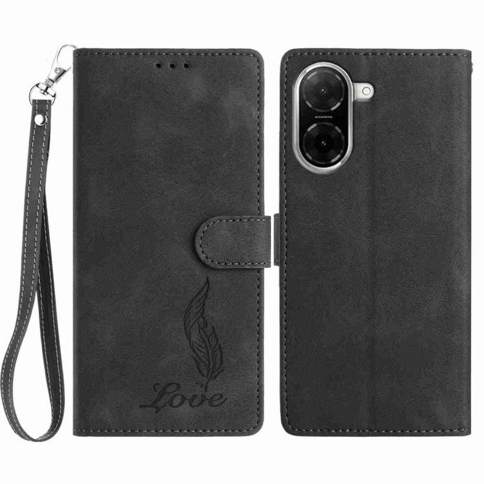 Funda para teléfono de piel sintética con relieve de plumas y tacto suave, For Redmi K90, For Redmi K90 Pro Max, For Redmi 15C 5G / 4G EU 173mm, For Redmi 15 5G / 4G EU 171mm, For Redmi 15C 5G / 4G Global 171mm, For Redmi A5 4G 173.3mm                 ...