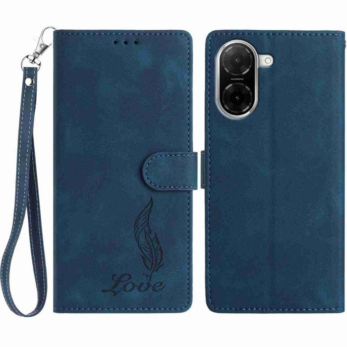 Funda para teléfono de piel sintética con relieve de plumas y tacto suave, For Redmi K90, For Redmi K90 Pro Max, For Redmi 15C 5G / 4G EU 173mm, For Redmi 15 5G / 4G EU 171mm, For Redmi 15C 5G / 4G Global 171mm, For Redmi A5 4G 173.3mm                 ...