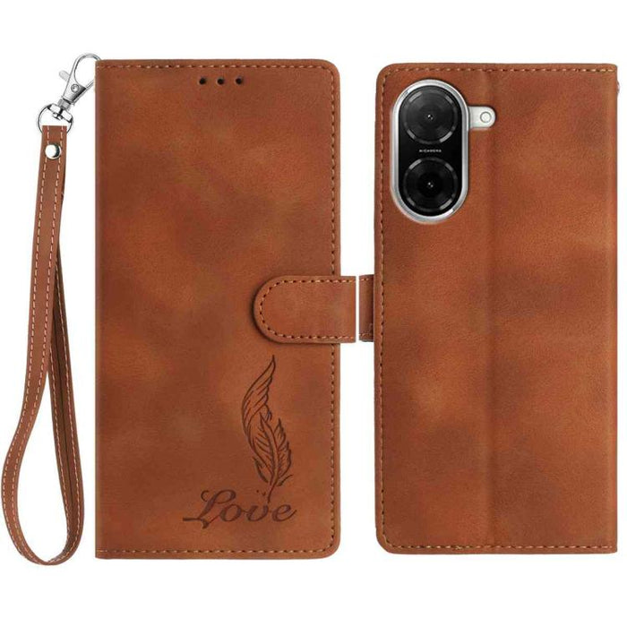 Funda para teléfono de piel sintética con relieve de plumas y tacto suave, For Redmi K90, For Redmi K90 Pro Max, For Redmi 15C 5G / 4G EU 173mm, For Redmi 15 5G / 4G EU 171mm, For Redmi 15C 5G / 4G Global 171mm, For Redmi A5 4G 173.3mm                 ...