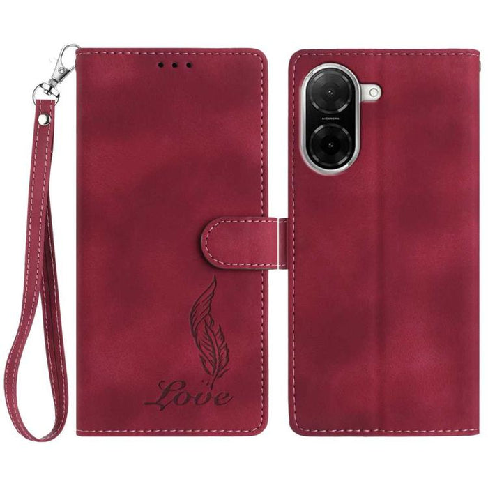 Funda para teléfono de piel sintética con relieve de plumas y tacto suave, For Redmi K90, For Redmi K90 Pro Max, For Redmi 15C 5G / 4G EU 173mm, For Redmi 15 5G / 4G EU 171mm, For Redmi 15C 5G / 4G Global 171mm, For Redmi A5 4G 173.3mm                 ...